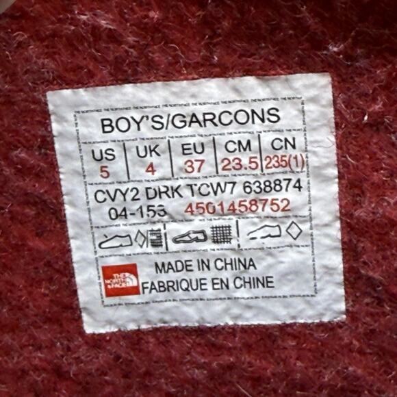 The North Face Alpenglow Therma Felt Kids Size 5 Waterproof Insulated Snow Boots - Picture 7 of 8